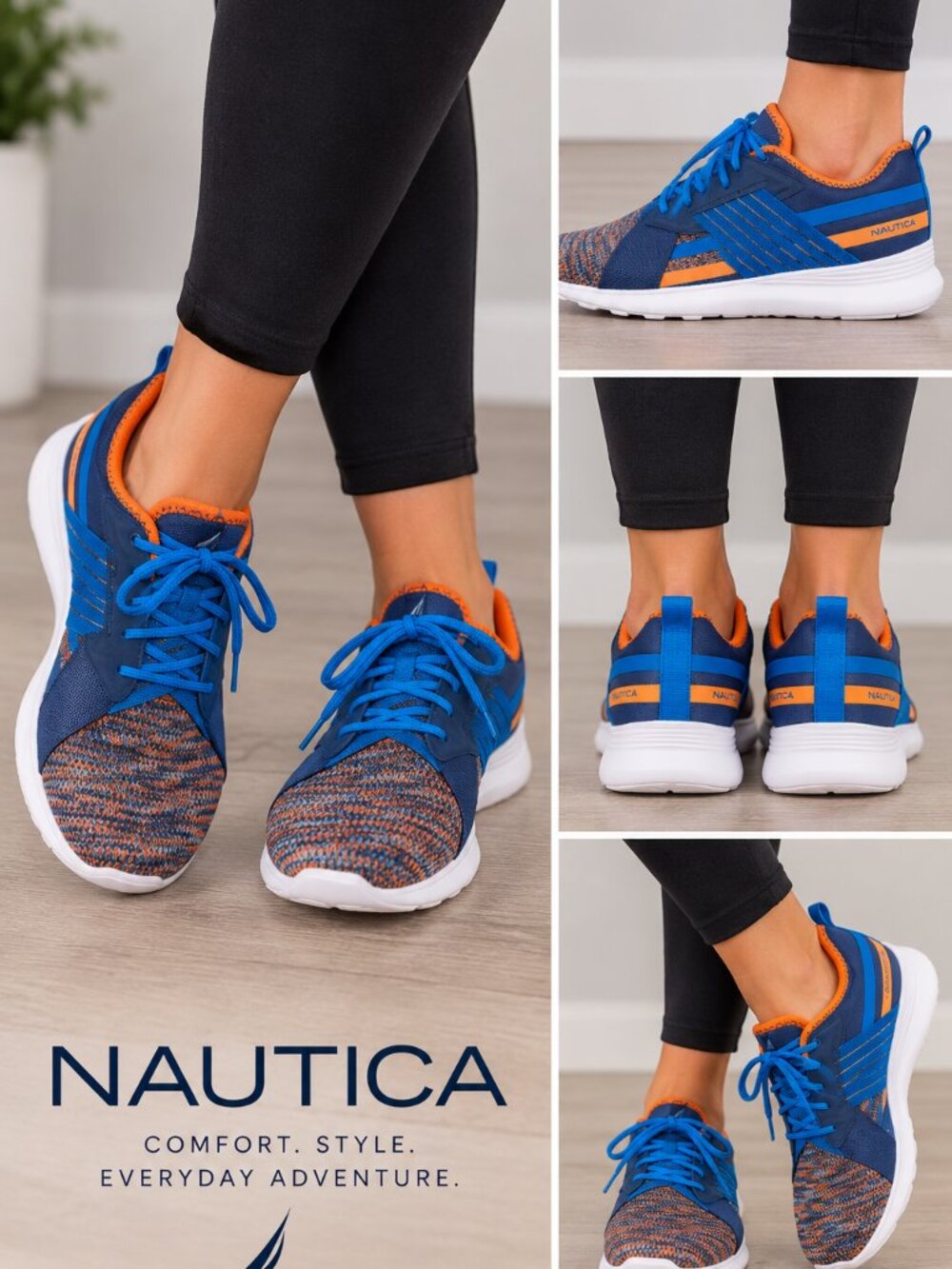 NWT Nautica Blue Orange Knit Athletic Sneakers Women's size 10